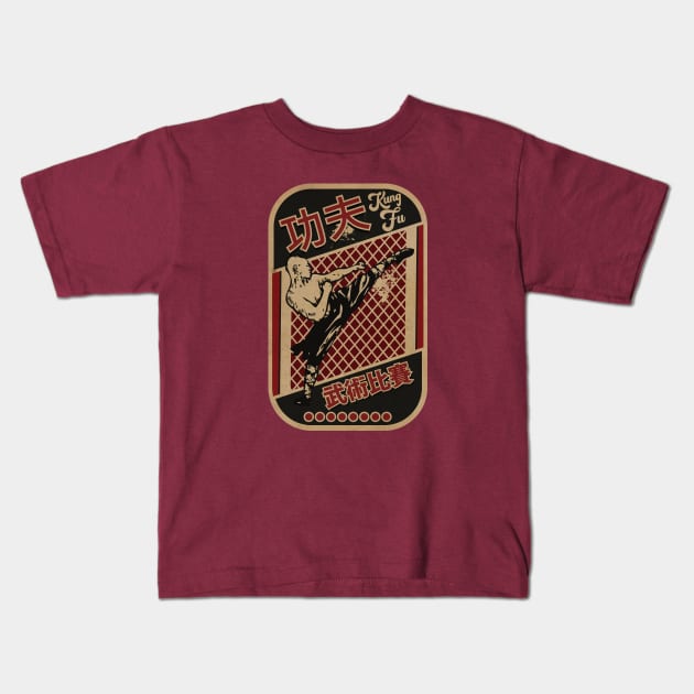 Kung Fu Vintage Tournament Kids T-Shirt by CTShirts